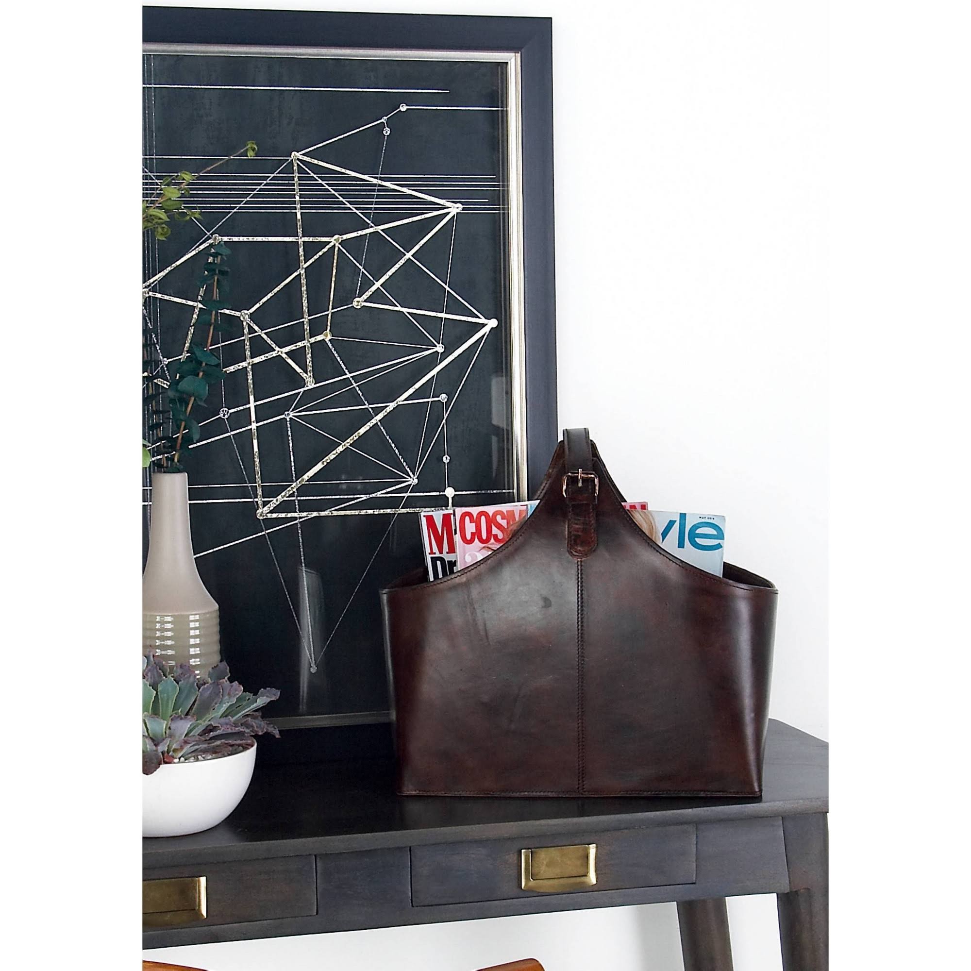 Wood Real Leather Magazine Holder Color: Brown