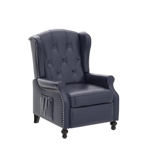 Wingback Recliner Chair with Massage and Heat, Tufted Fabric Pushback Recliner Chair, Wingback Chair with Remote Control, Padded Cushion, Wooden Legs, Small Recliners for Small Spaces
