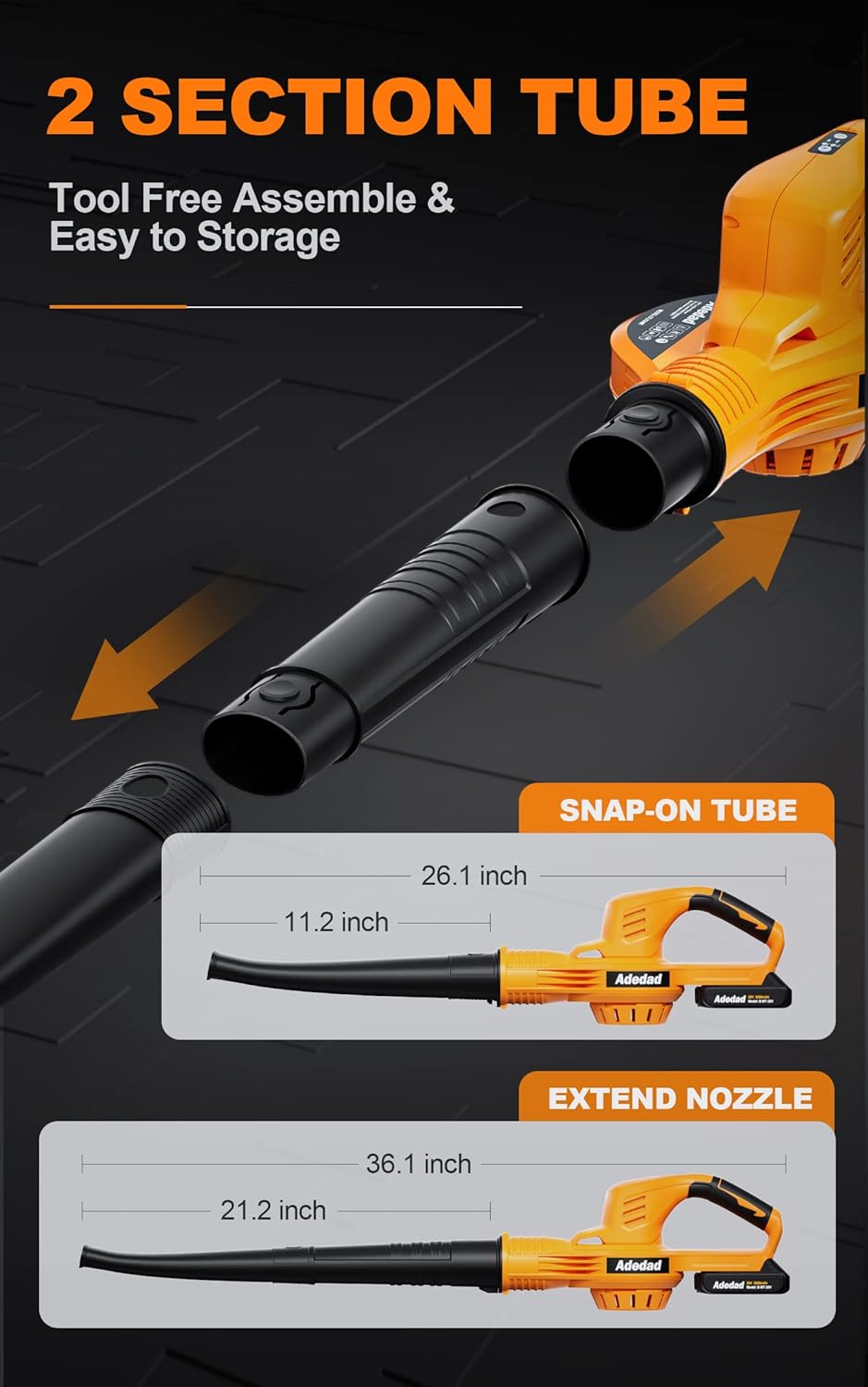 Adedad 20V Cordless Leaf Blower Powerful,Electric Handheld Sweeper Power Battery 2.0 Ah Li-ion Battery 150 MPH,Variable-Speed,Lightweight for Blowing Leaf/Snow Pack of 2