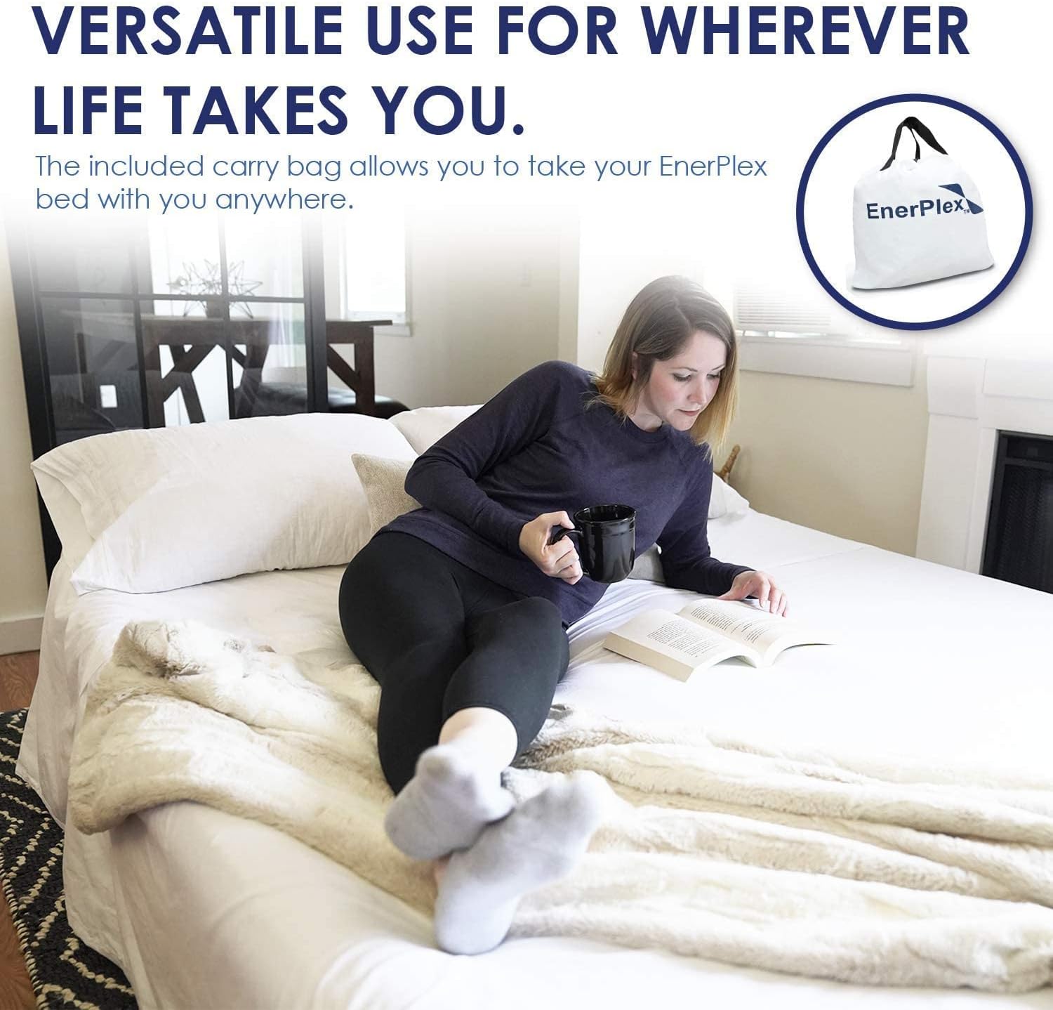 EnerPlex Air Mattress for Camping - Luxury 15 Inflatable Queen Mattress Bed w/ Built-in Dual Pump for Travel & Home Use