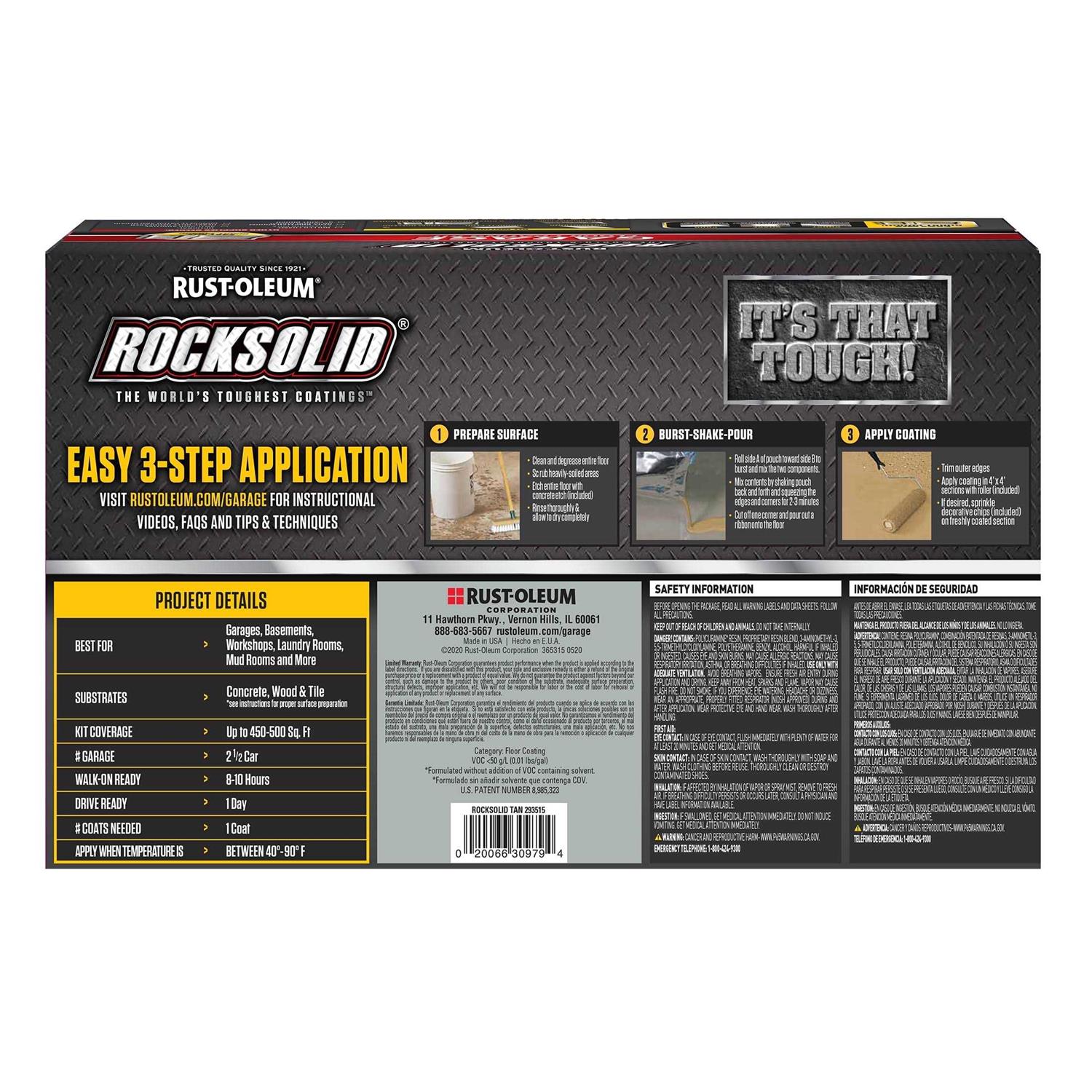 Rust-Oleum 293515 RockSolid Polycuramine 2.5 Car Garage Floor Coating Tan Kit - Shop Hardware Tools Online Store