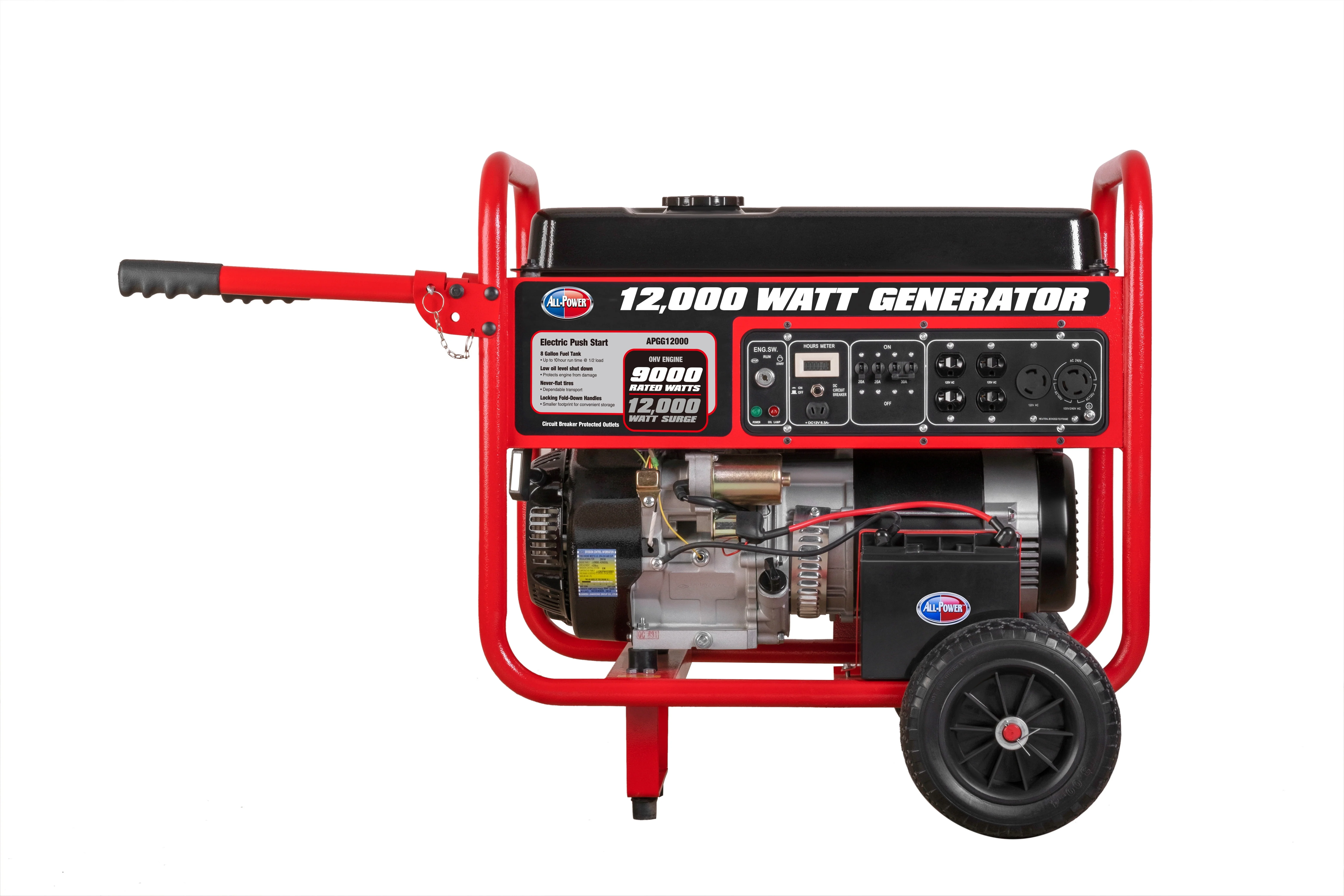 All Power 12000 Watt Portable Generator w/ Electric Start, Gas Powered, APGG12000