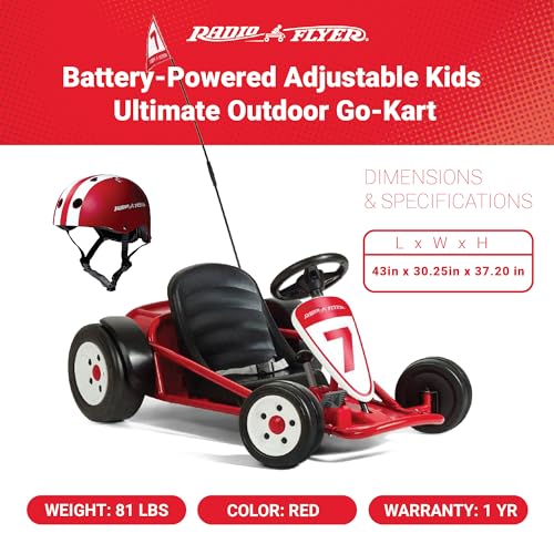 Radio Flyer Ultimate Go-Kart, 24 Volt Outdoor Ride On Toy, Pink Go Kart for Kids Ages 3-8, Large