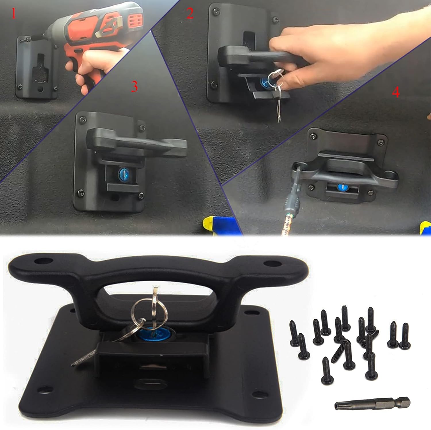 Wocch Tie Down Anchors Cleats Heavy Duty Boxlink Bed Tie Downs with Plates Brackets Anti-Theft Screws for Ford 2015-2021 F150 F250 F350 Pickup Truck Accesories