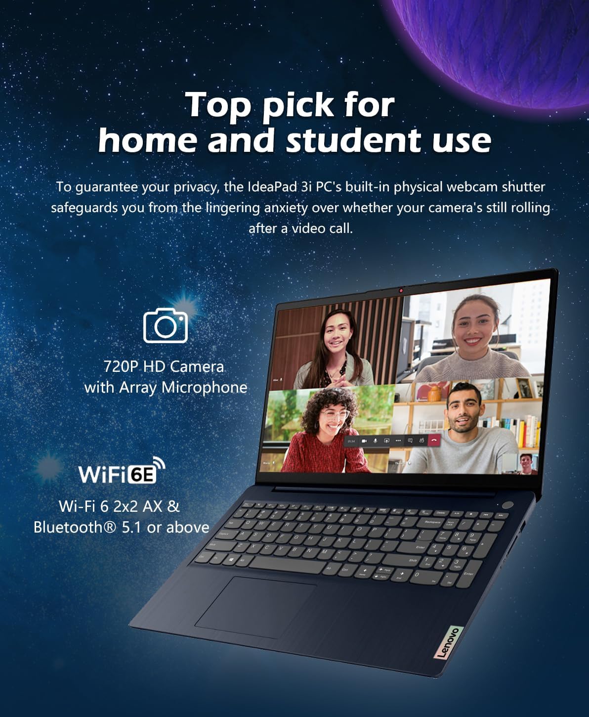Lenovo 2023 IdeaPad 3i - Business & Home Laptop - 40GB Memory - Intel Core i3-1155G7 11th Gen - 2TB Storage - 15.6" FHD Touchscreen Display - Windows 11 - Abyss Blue - W/GaLiMu