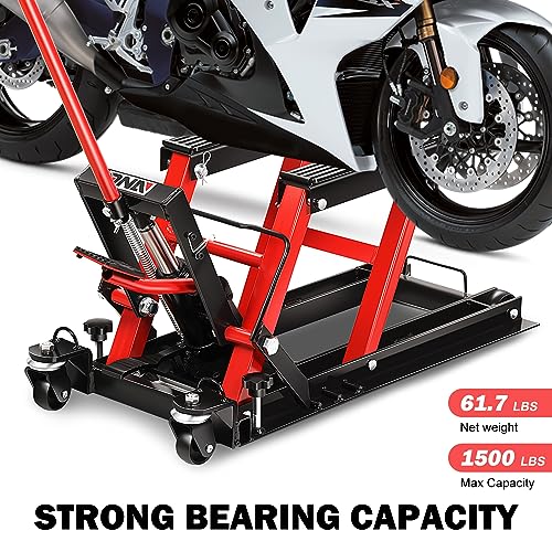 DNA MOTORING Motorcycle Lift Table 1000lbs Capacity Motorcycle Support Stand L 86.2in x W 22in Motorcycle Lift Jack Lifting Range 7.2-30.3in Black TOOLS-00780