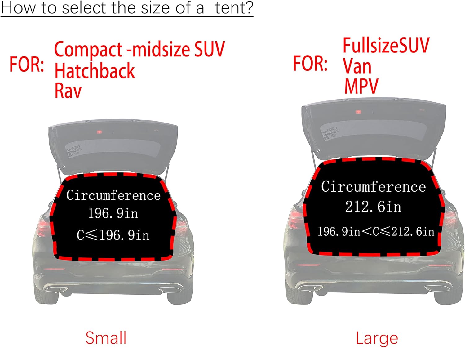 Tailgate Shade Awning Tent for Car Camping Road Trip Essentials Midsize to Full Size SUV Van Waterproof 3000MM Black (Small)