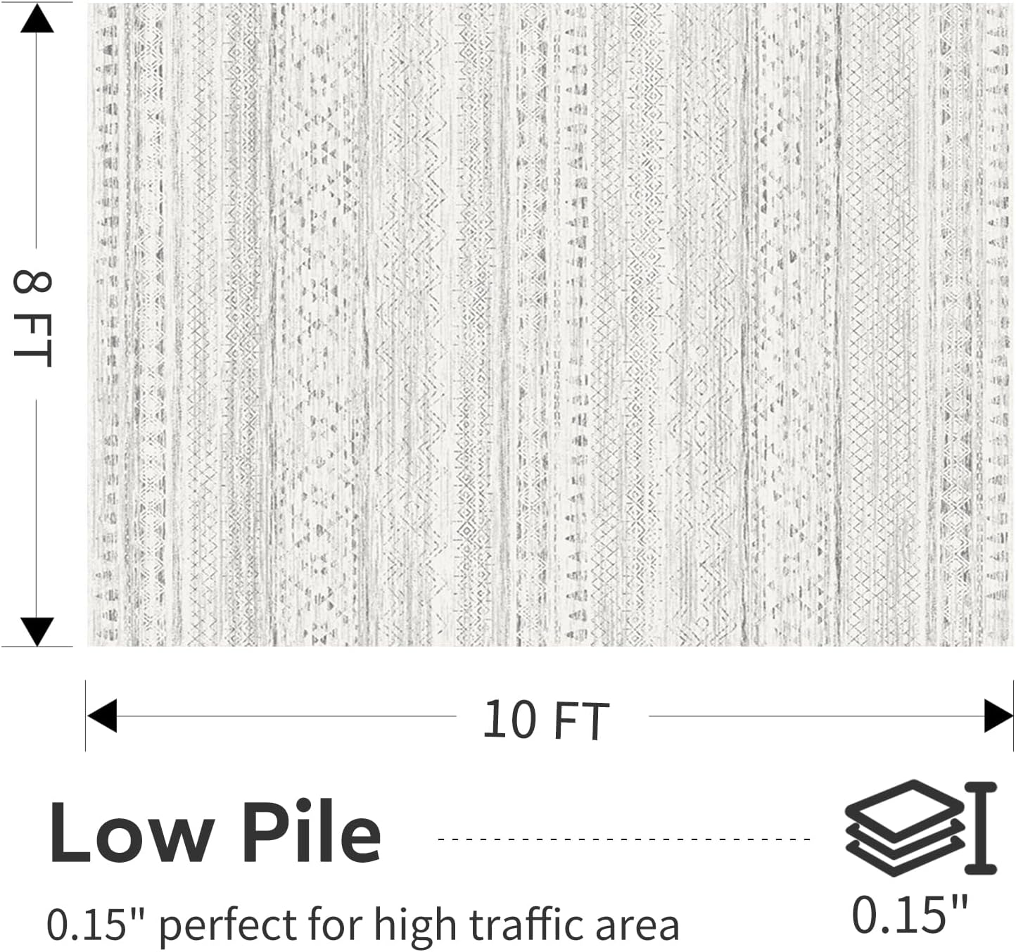 8x10 Area Rugs for Living Room Rugs, Washable Rug Neutral Carpet Soft Boho Rug for Bedroom, Large Area Rug for Play Room Dining Room Rug Indoor Grey