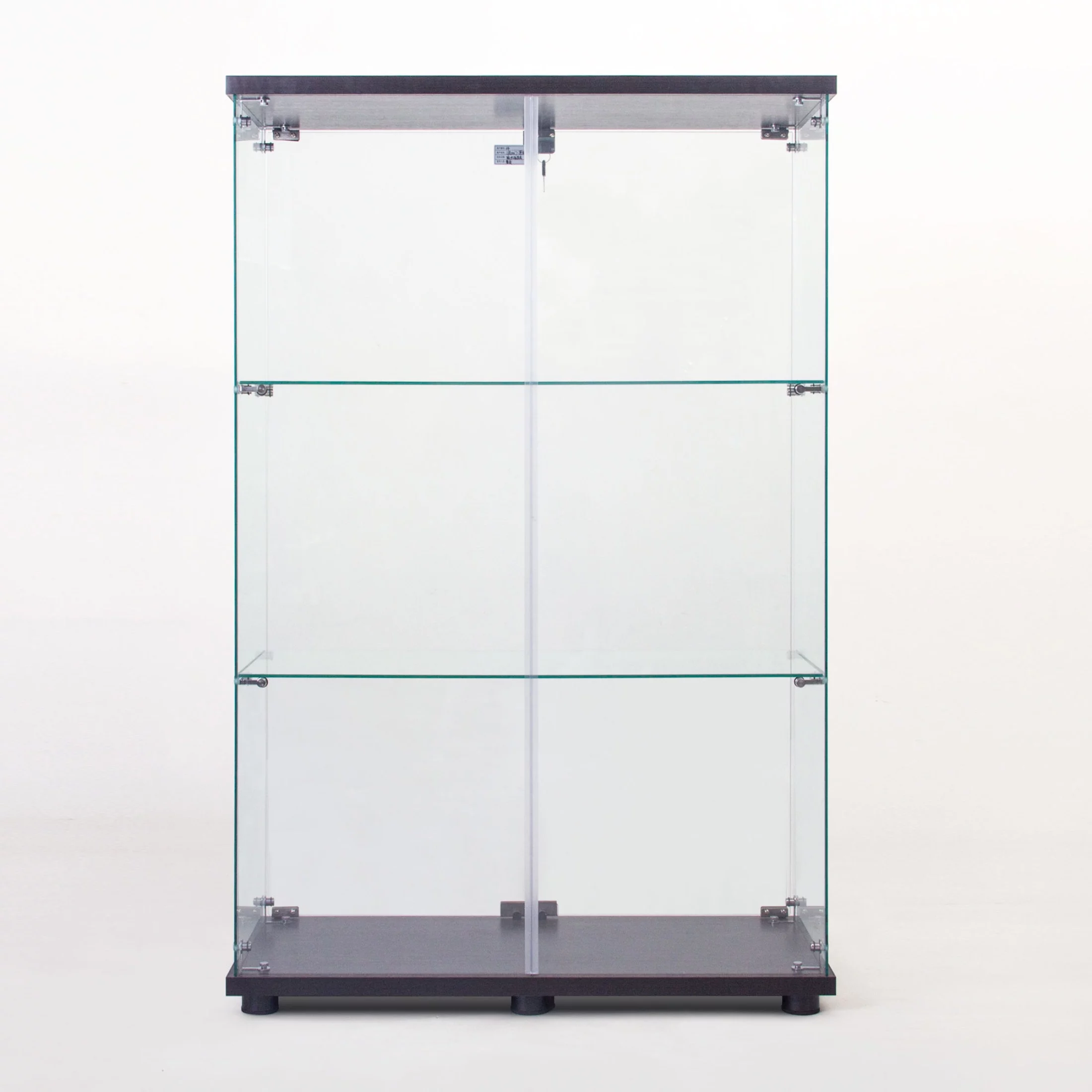 Two-door 3 Shelves Glass Display Cabinet with Door, Floor Standing Curio Bookshelf for Living Room Bedroom Office, 49.49” x 31.77”x 14.37”, Black