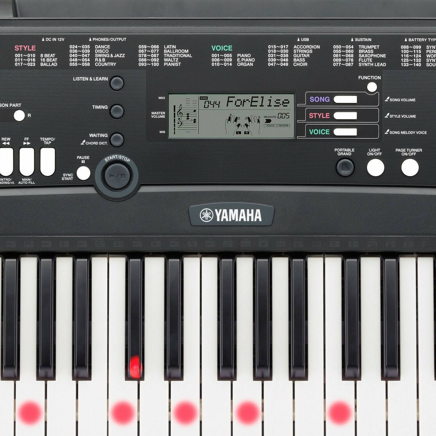 Yamaha EZ220 Keyboard with Lighted Keys - Includes X-Style Stand and Power