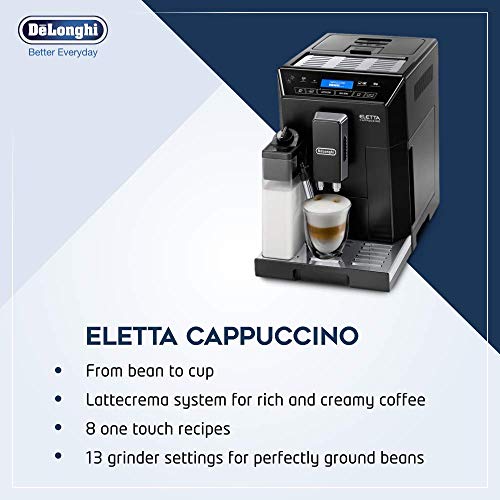 De'Longhi Eletta, Fully Automatic Bean to Cup Coffee Machine, Cappuccino and Espresso Maker, ECAM 44.660.B, 2 liters, Black
