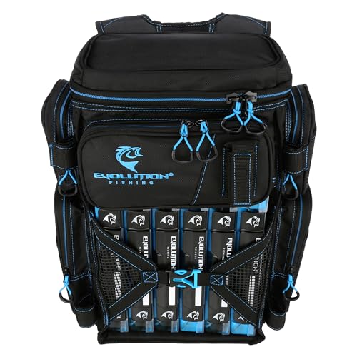 Evolution Fishing Drift Series Tackle Backpack – Seafoam, 3600 Size, Outdoor Rucksack w/ 6 Fishing Tackle Trays, Built In Rain Fly, Heavy Duty Fishing Backpack, Tackle Carrying Case