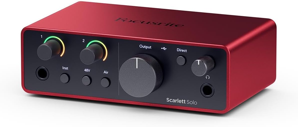 Focusrite Scarlett Solo 4th Gen USB Interface with Software Suite, Bundle with H&A 10' XLR Microphone Cable