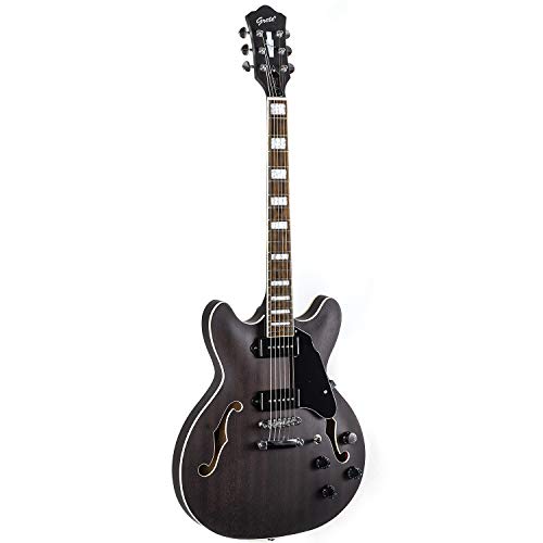 GROTE Electric Guitar Semi-Hollow Body Guitar matte finished P90 (Grey)