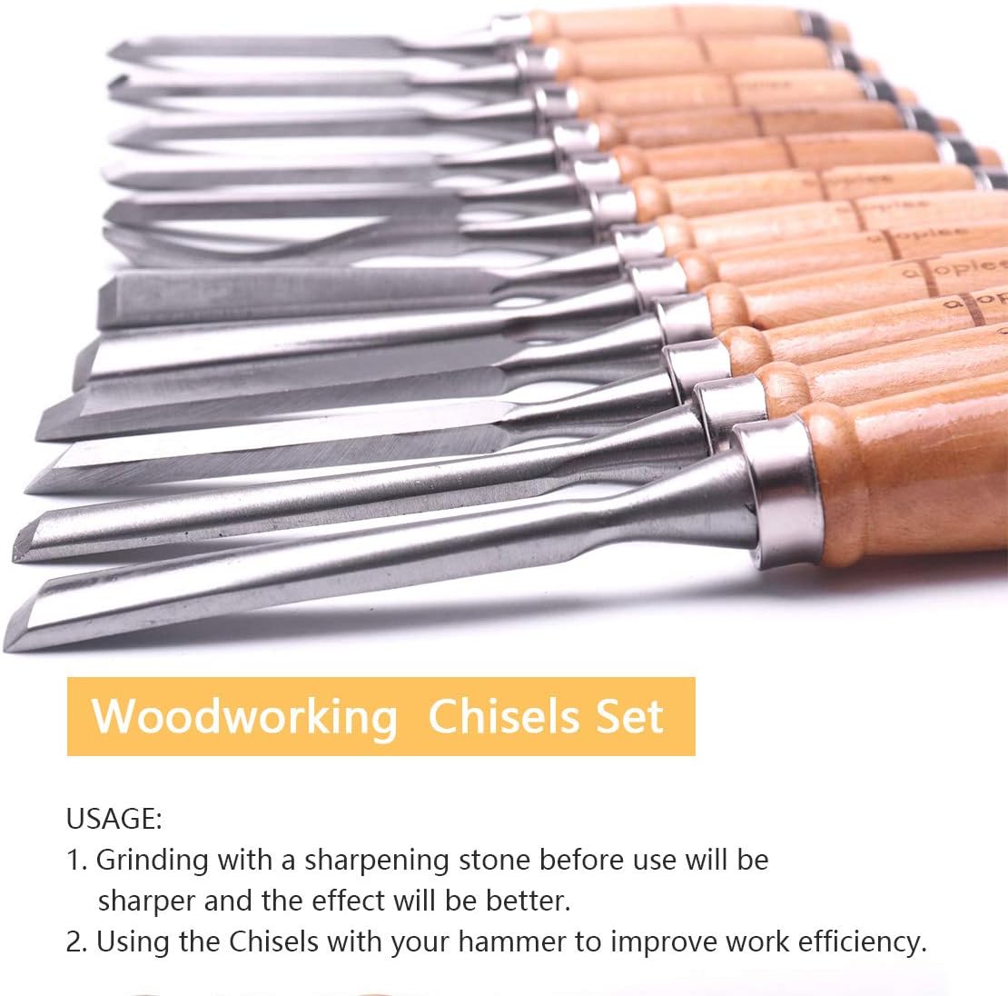 Atoplee 12pcs Wood Carving Hand Chisel Tool Carving Tools Woodworking Professional Gouges Set Pack of 2