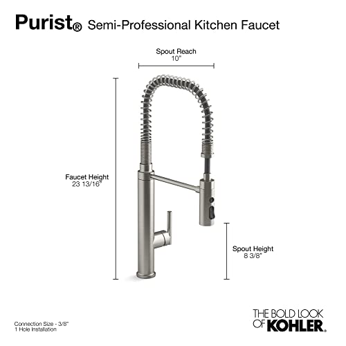Kohler 24982-2MB Purist, 3-Spray, Kitchen Sink Faucet with Pull Down Sprayer, Vibrant Brushed Moderne Brass