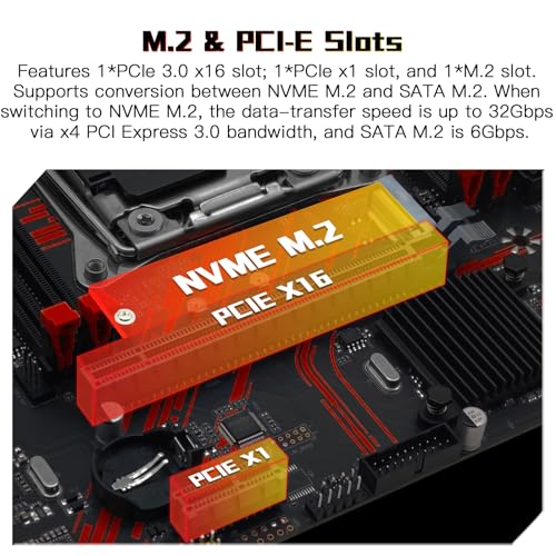 X99 Dual CPU Motherboard LGA 2011-3 Server Motherboard for Intel i7 5th/6th Gen Xeon E5 V3/V4 Series (E-ATX, 8*DDR4 ECC Max 256G, 2*NVME M.2, 2*Gb LAN, SATA 3.0, PCIe 3.0)