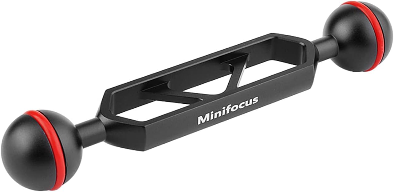 MINIFOCUS Double 1�� Ball Arm 5'' Scalable Aluminum Alloy Underwater CNC Arm System Connector Ball Head Extension for Strobe/Video Light/Diving Camera Tray, Waterproof and Rustproof