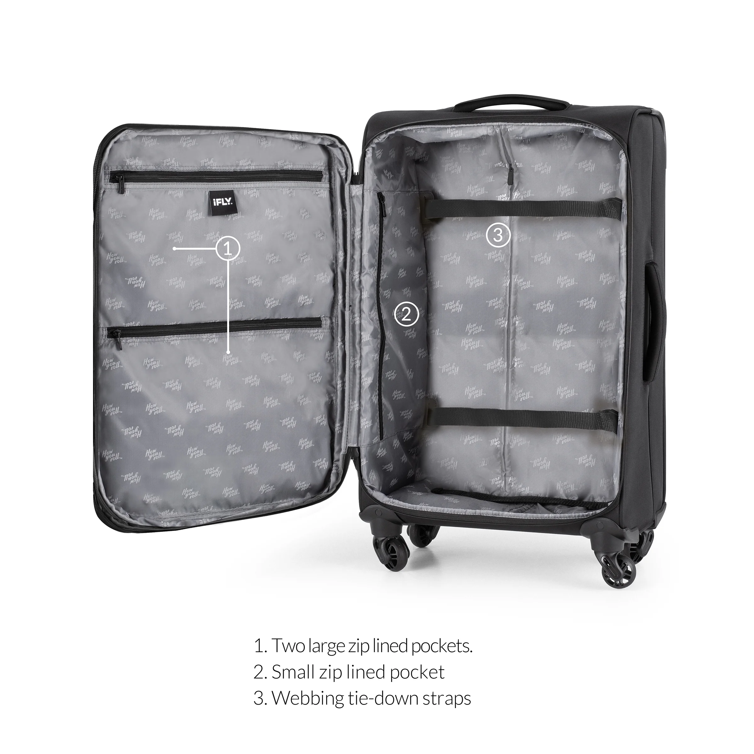 iFLY Softside Fibertech Luggage, 20" Carry-on Luggage, Black