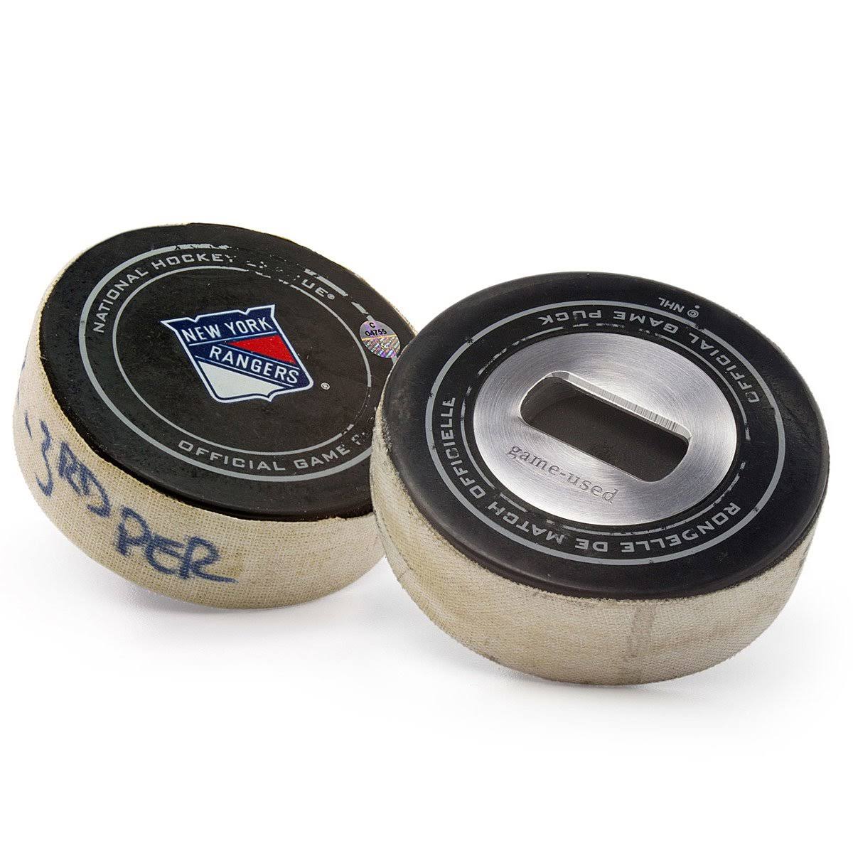 Tokens u0026 Icons New York Rangers Game-Used Puck Bottle Opener