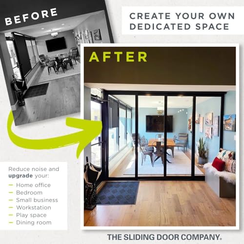 TSDC Large 90"x80" Triple Pane/Door Multi Sliding Glass Wall Interior Room Divider with Aluminum Framed Clear See-Through Tempered Glass for Residential & Commercial Spaces (White, 90" W x 80" H)