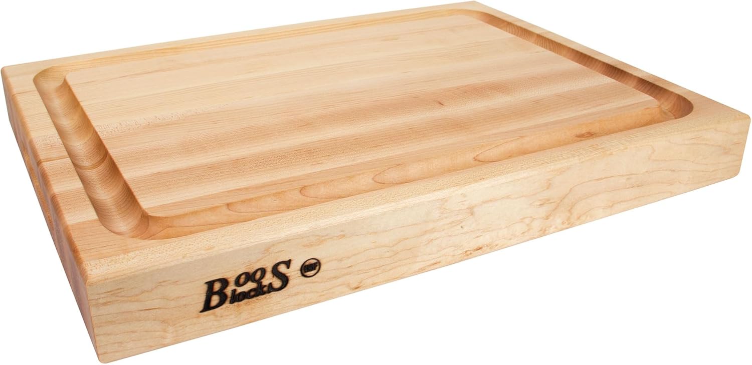 John Boos Boos Block RA-Board Series Large Reversible Wood Cutting Board, 20” x 15” x 2 1/4”, Maple