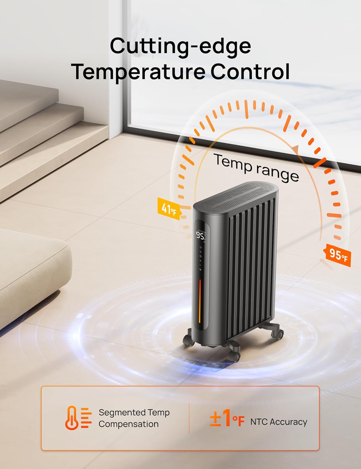 Dreo Oil Filled Radiator Heater, 1500W Oil Heater with Remote Control, 3 Modes, 24-hour Timer Switch, FortPlug, Child Lock, Heaters for Indoor Use,Oil Heaters for Indoor Use Large Room, Gray