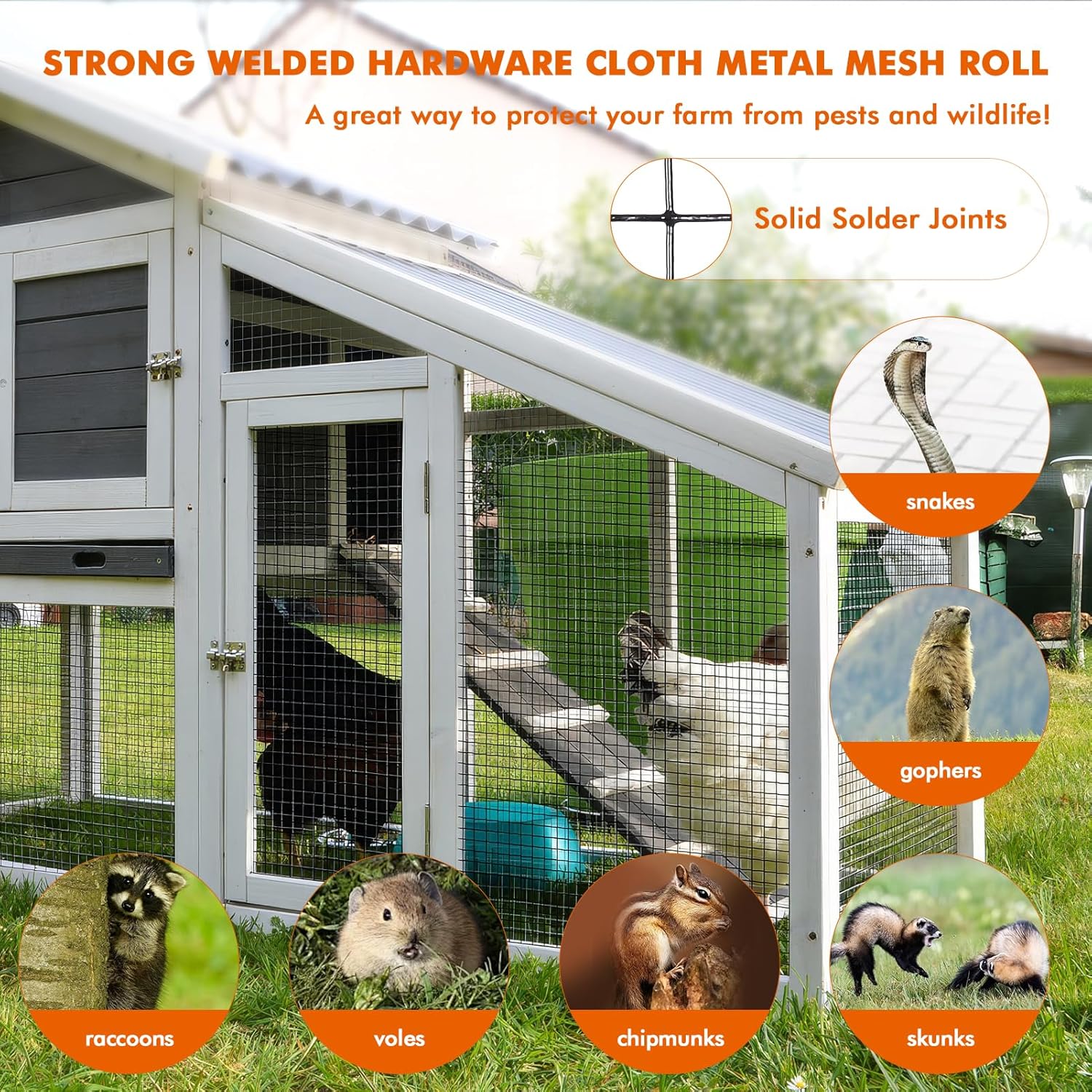 Hardware Cloth 1/2 inch 36 x 100 ft, 19 Gauge Square Vinyl Coated Galvanized Wire Metal Mesh Roll, Black PVC Chicken Wire Fencing for Poultry Cage Home Improvement Projects