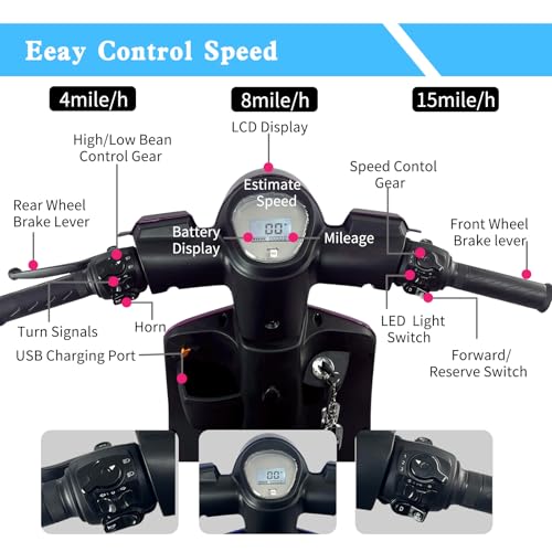 Heavy Duty 3 Wheel Scooter for Adults,All Terrain Mobility Scooter 500lbs Capacity,800W Powered Mobility Scooters Handicap Mobility Scooter for Travel with Full Set Lights (Red-AFD3L)