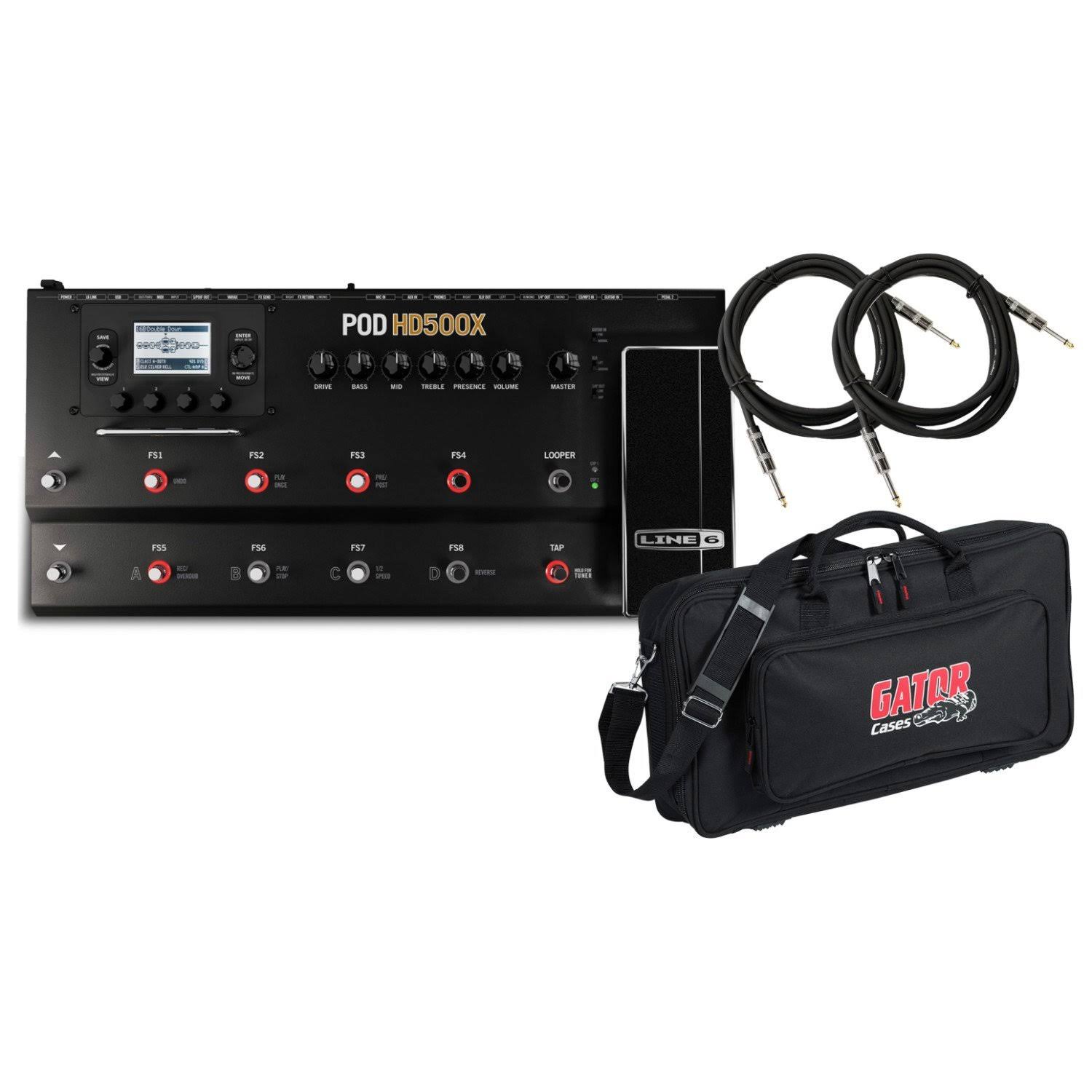 Line 6 Pod HD500X Guitar Multi-Effects Processor W/dlx Pedal Bag and (2) 18.6& Guitar Cables