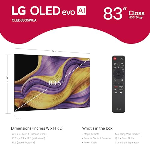 LG 55-Inch Class OLED evo AI 4K G5 Series Smart TV w/Dolby Atmos, Dolby Vision, HDR10, AI Super Upscaling 4K, Filmmaker Mode, Wow Orchestra, Alexa Built-in (OLED55G5WUA, 2025)