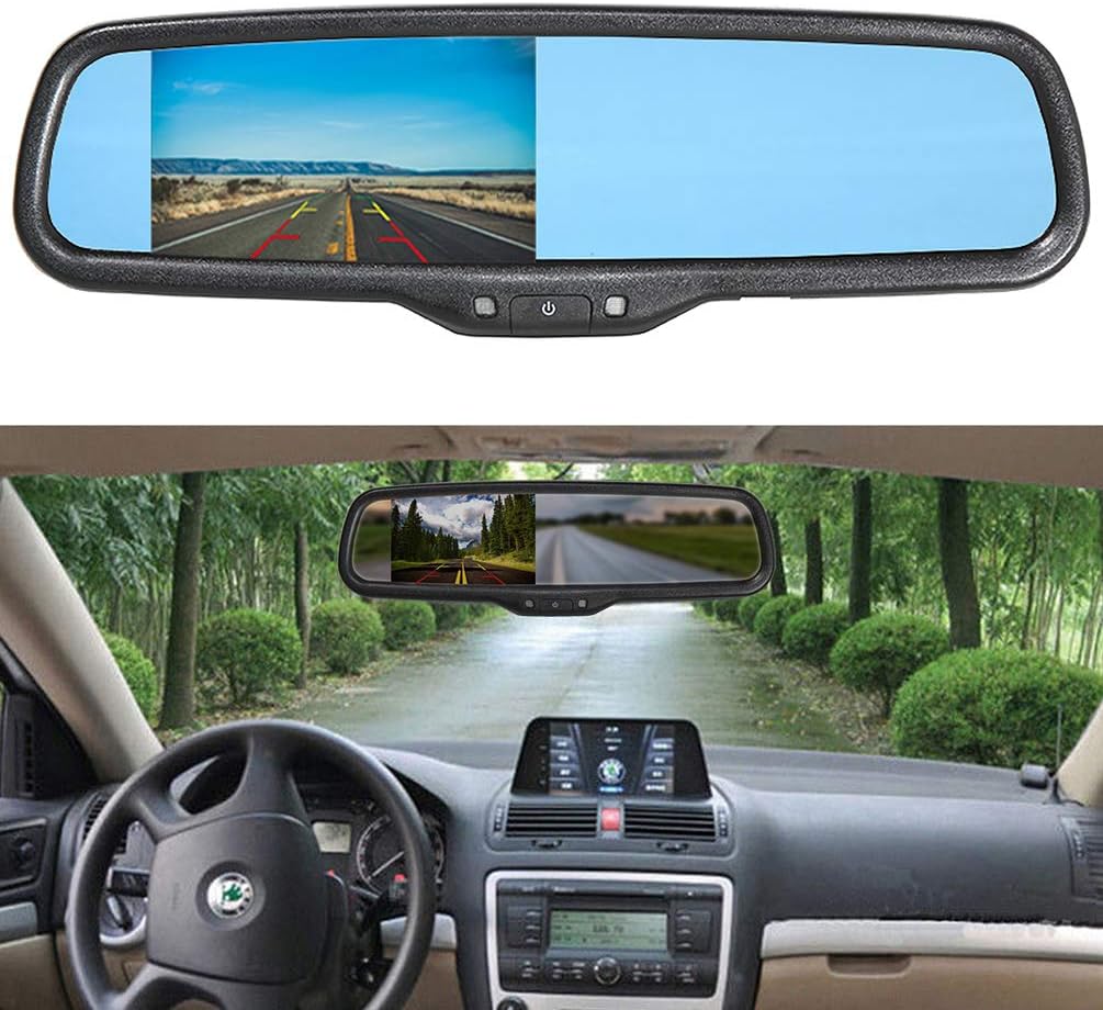 EWAY for Toyota Tundra 2007-2014 4.3 Rear View Mirror Monitor with Tailgate Handle Backup Camera Kit Parking Waterproof CCD Reverse Reversing Night Vision Car Safety Backing Auto Cameras