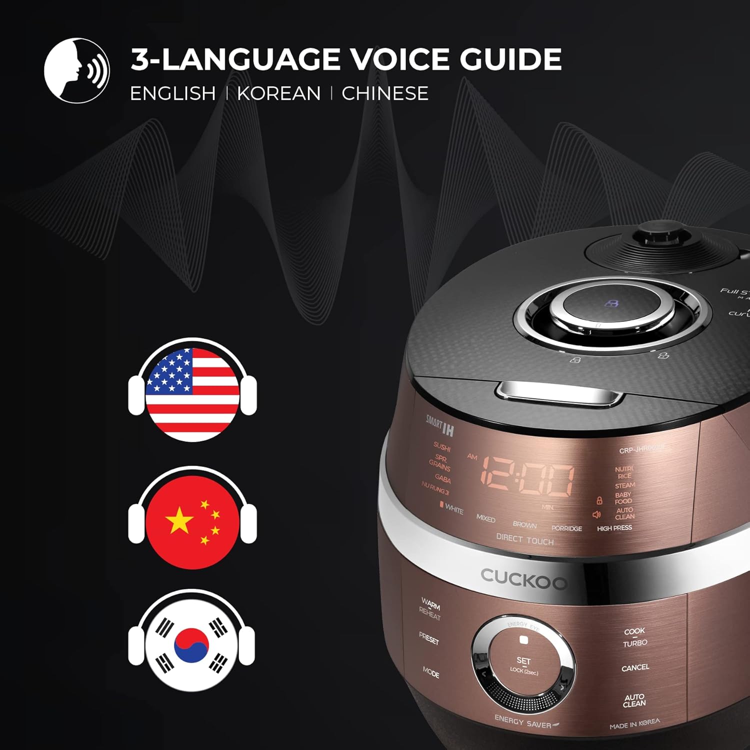 CUCKOO CRP-JHR0609F | 6-Cup (Uncooked) Induction Heating Pressure Rice Cooker | 13 Menu Options, Auto-Clean, Voice Guide, Made in Korea | Copper (Renewed) (Renewed)