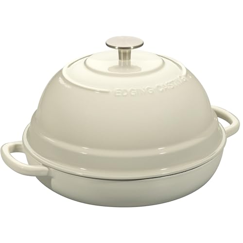 EDGING CASTING Enameled Cast Iron Dutch Oven Pot with Lid, Round Bread Oven for Homemade Sourdough Bread Baking
