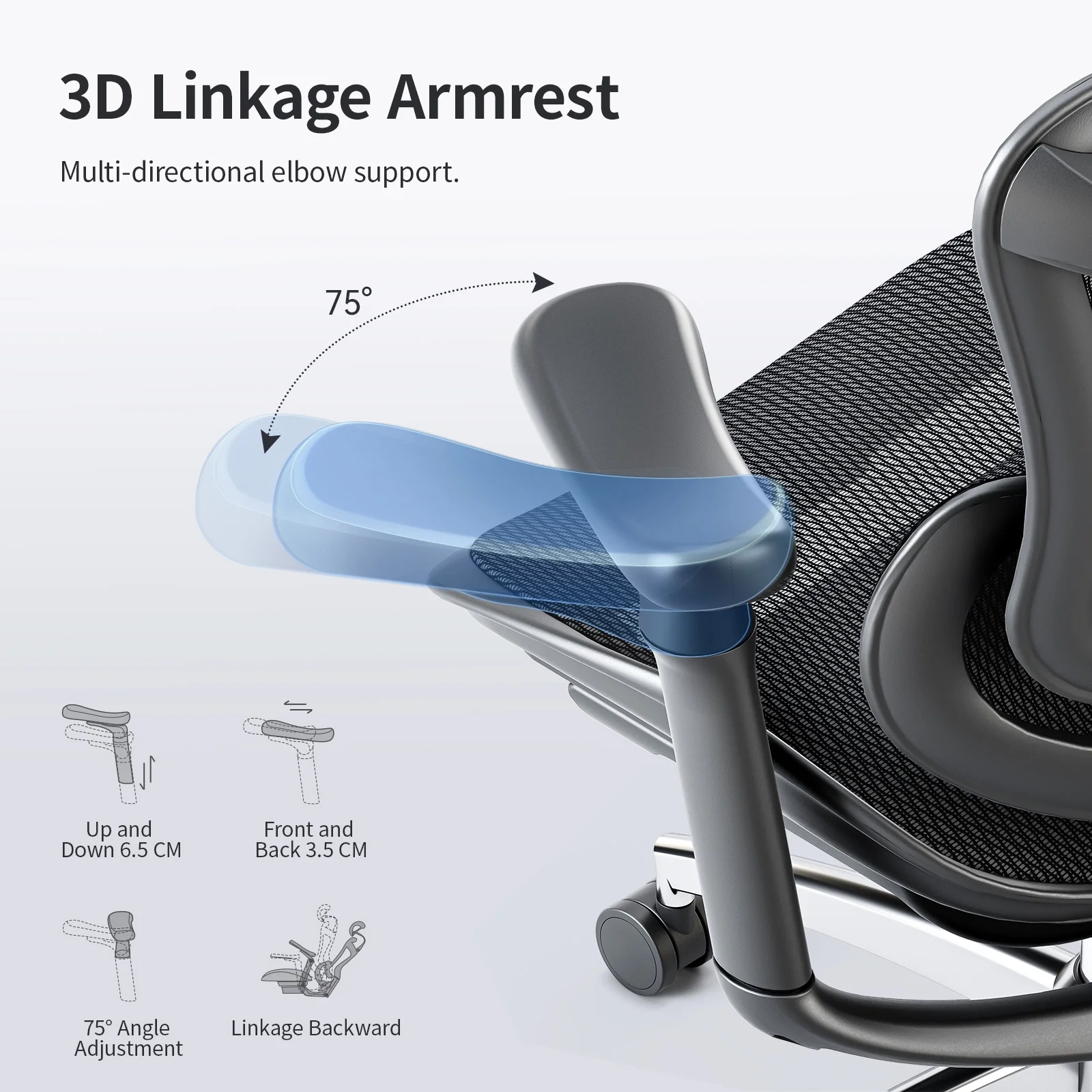 SIHOO Ergonomic Ofiice Chair Doro-C300, Auto-Adaptive Lumbar Support, 3D Linkage Armrests, Computer Desk Chair with 4-Position Adjustable Backrest, Mesh Office Chair for 300lbs, Black