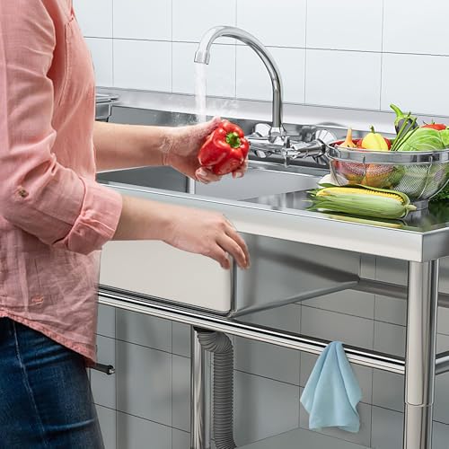 YITAHOME Freestanding Stainless-Steel Single Bowl NSF Commercial Sink Kitchen Sink Station for Restaurant Garage Indoor Outdoor 29in