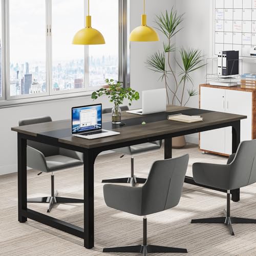Tribesigns Modern Computer Desk, 63 x 31.5 inch Large Executive Office Desk Computer Table Study Writing Desk Workstation for Home Office, Spliced Desktop, White