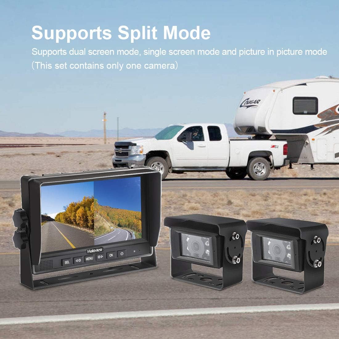 Haloview MC7612 Wired Backup Camera Build in DVR 1080P High Definition 7 Digital Monitor System for Truck/Trailer/Bus/RV/Pickups/Camper/Van/Farm Mach