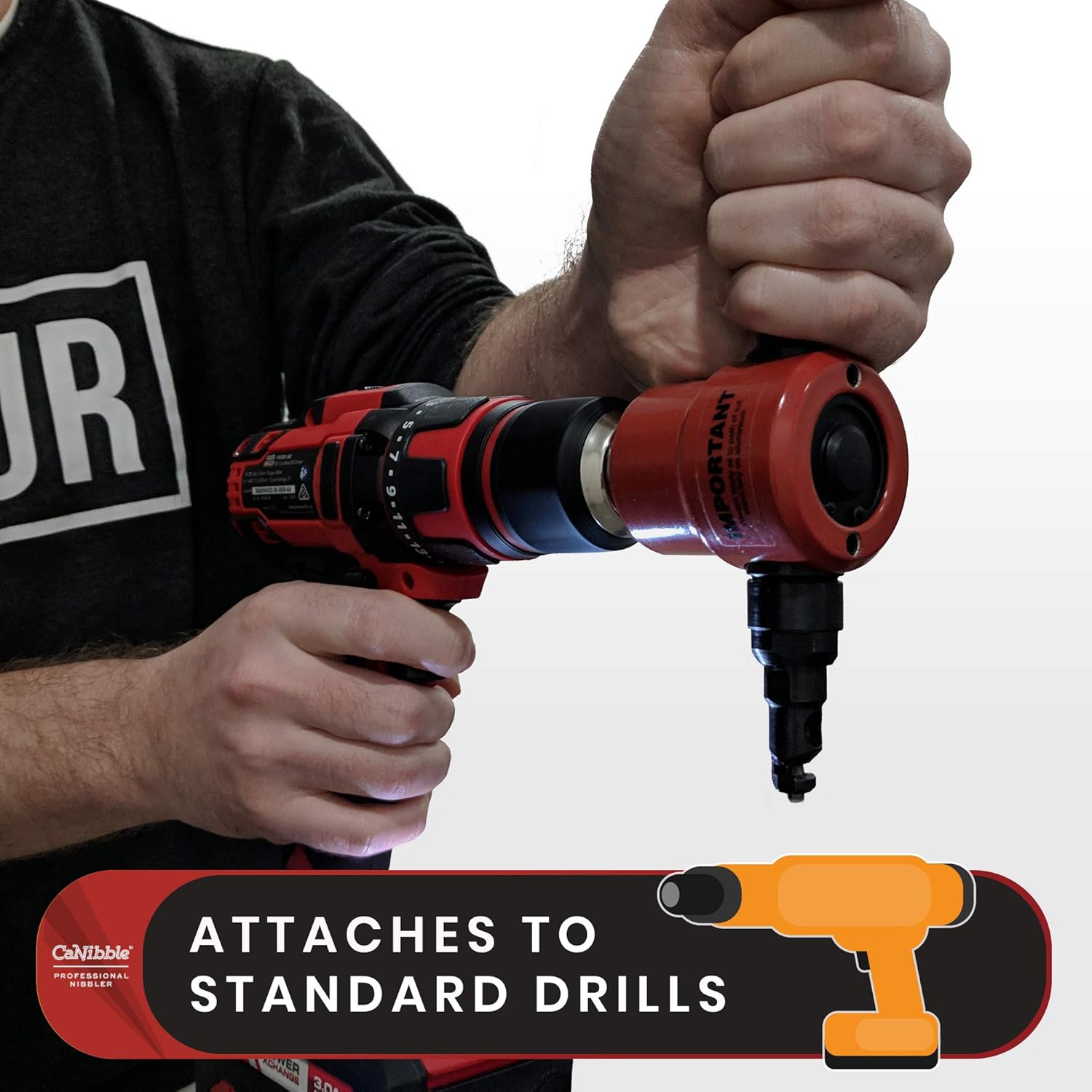 CaNibble Professional Nibbler with Straight & Circle Cutting Attachment Attaches to Drills for Multi-Directional Cutting