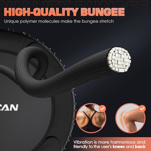 BCAN 450LBS/550LBS Foldable Mini Trampoline, 40"/48" Fitness Trampoline with Durable Bungees, Stable & Quiet Exercise Rebounder for Kids/Adults,Great Mini Trampoline for Indoor/Garden Workout