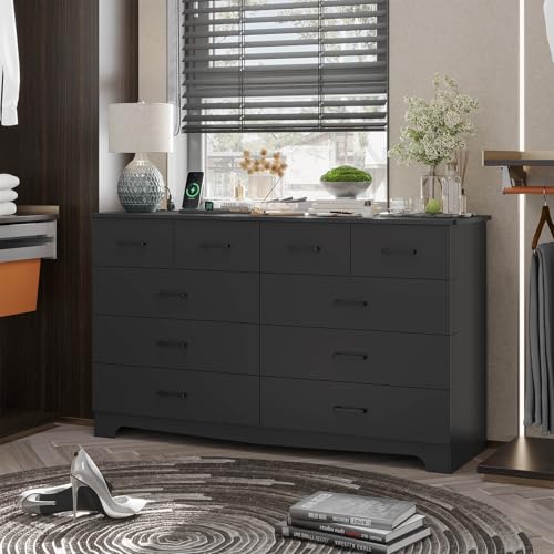 Hasuit Tall Dresser for Bedroom, White Large Chest of Drawers, 55.6'' High Dressers with 7 Drawers, Modern Wooden Vertical Storage Clothes Closet Organizer