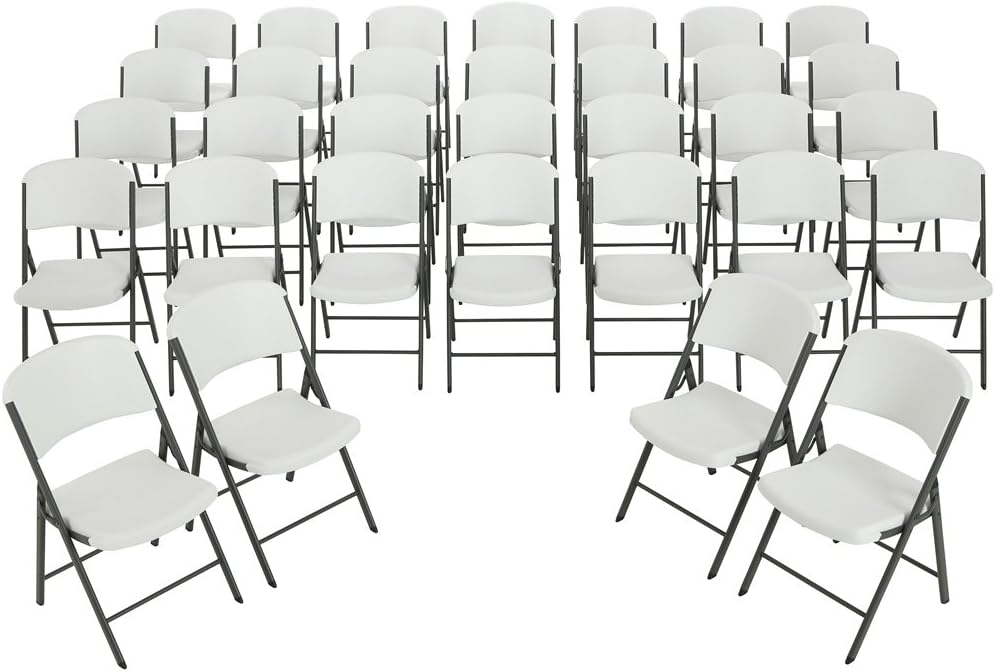 Lifetime 4 60-Inch Round Folding Tables with 32 Folding Chairs - White Granite