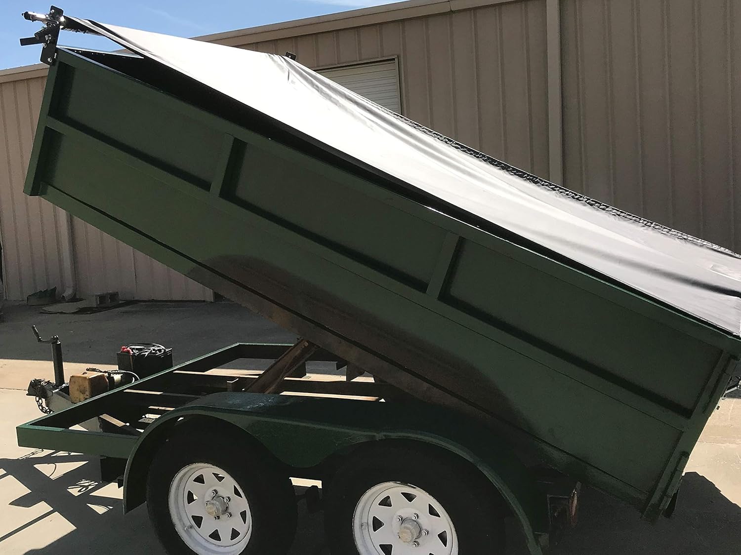 Hand Crank Landscape Tarp Roller Kit with Mesh Tarp for Dump Truck or Trailer by Kym Industries Inc. (Mesh, 7' x 18')