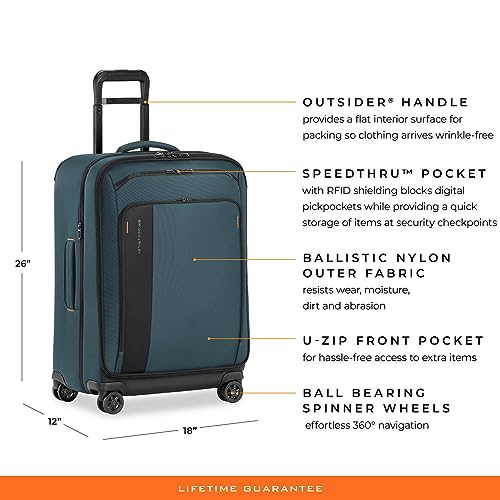 Briggs & Riley Domestic 22" Carry On Expandable Spinner - Luggage for Travel, Suitcases with Wheels, Softside Rolling Bag for Men & Women, Self-Repairing Zipper - ZDX Collection, Hunter