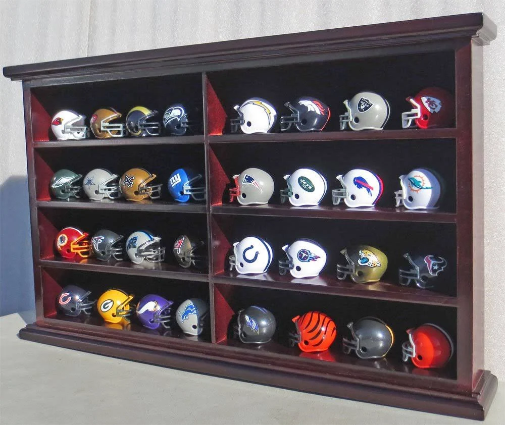 Pocket Pro Mini Football Helmet Display Case Cabinet Holders Rack W UV Protection, MH07-MA