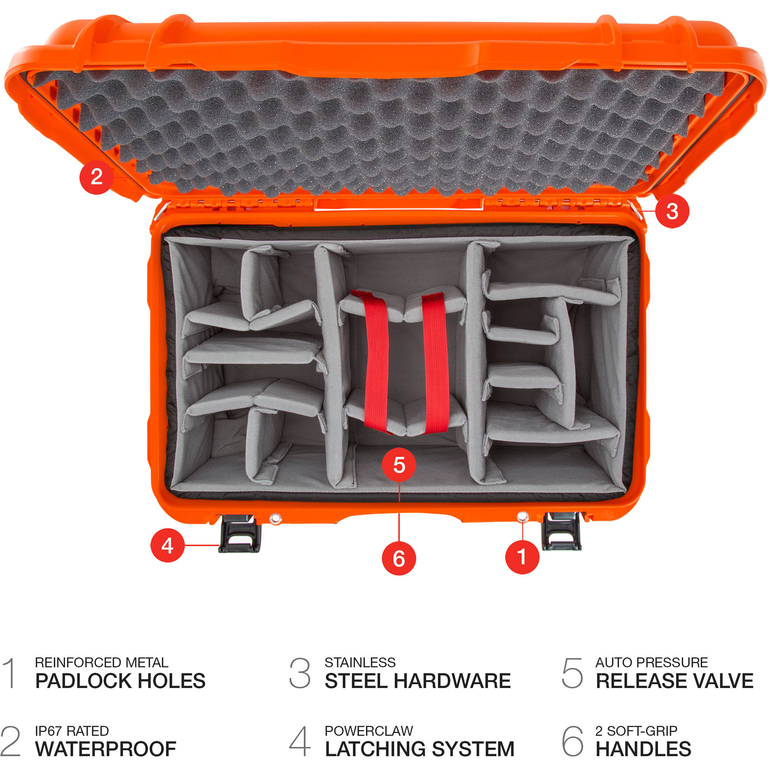 Nanuk 938 Hard Wheeled Case with Divider Set (Orange)