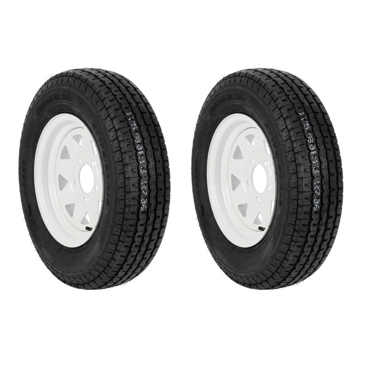2-Pk Trailer Tire & Rim ST175/80R13 13" Load C 5 Lug White Spoke