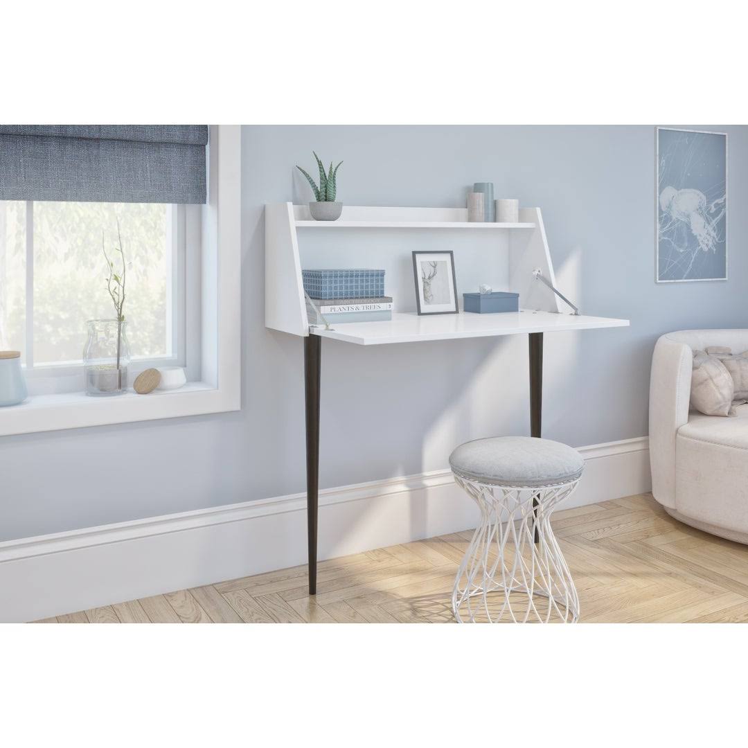 Bestar 111160-001747 Skat 36W Secretary Desk in White u0026 Bark Grey