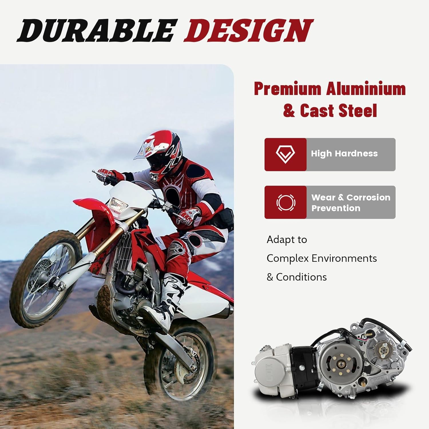 125CC 4-Stroke Engine Motor Kit, Motor Engine for Honda CRF50 XR50 CRF70 Z50R QR50 Dirt Pit Bike, Engine Kit with Manual Clutch and PZ22 Carburetor Single Cylinder Air-Cooled