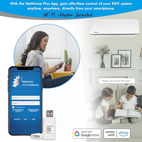 Klimaire Ductless Mini-Split Inverter Air Conditioner Heat Pump System with 15-ft Installation Kit Wall Bracket
